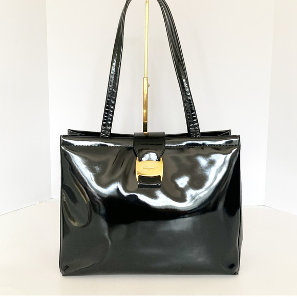 Salvatore Ferragamo Handbags - SALVATORE FERRAGAMO Vala Tote Bag Enamel Leather 21 8254